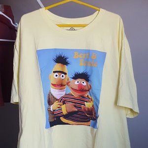 Men's Pastel Yellow Bert and Ernie T-Shirt 2XL